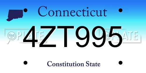 4ZT995 Connecticut License Plate