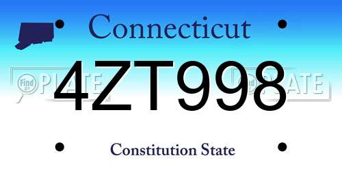 4ZT998 Connecticut License Plate
