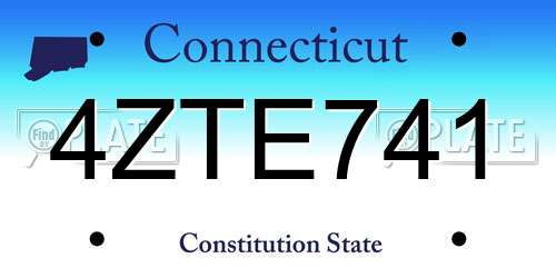 4ZTE741 Connecticut License Plate