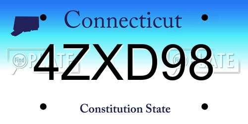 4ZXD98 Connecticut License Plate