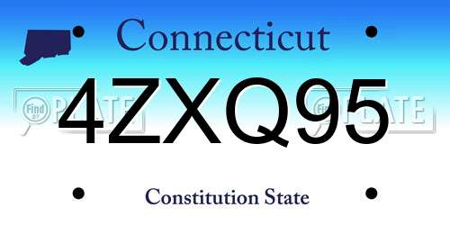 4ZXQ95 Connecticut License Plate