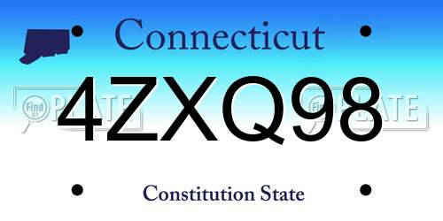 4ZXQ98 Connecticut License Plate