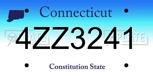4ZZ3241 Connecticut License Plate