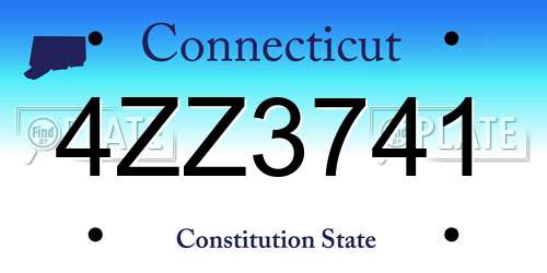 4ZZ3741 Connecticut License Plate