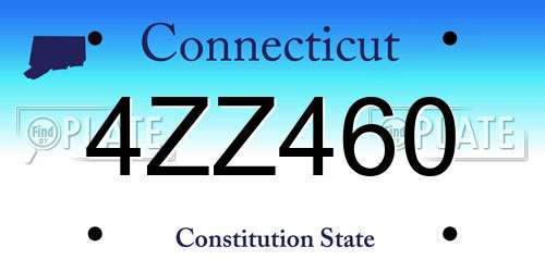 4ZZ460 Connecticut License Plate