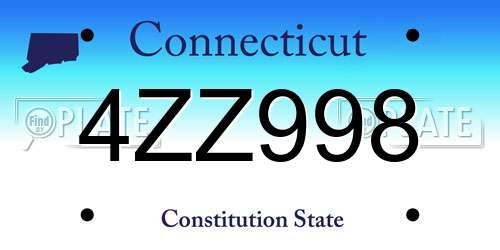 4ZZ998 Connecticut License Plate