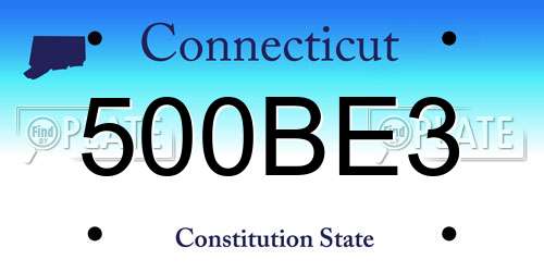 500BE3 Connecticut License Plate