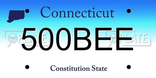 500BEE Connecticut License Plate