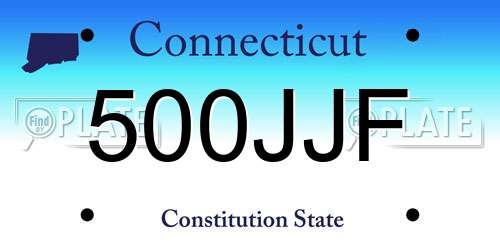 500JJF Connecticut License Plate