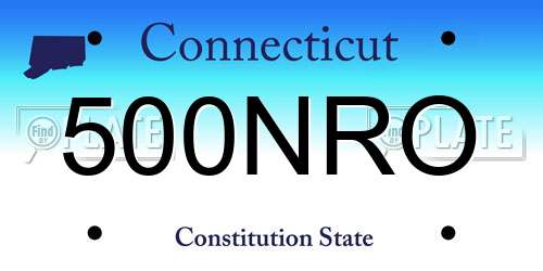 500NRO Connecticut License Plate