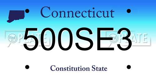 500SE3 Connecticut License Plate