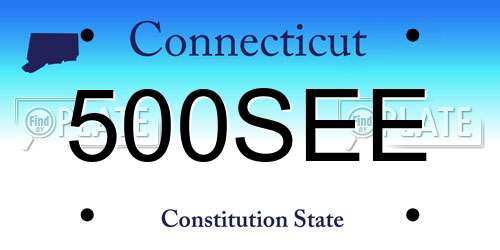500SEE Connecticut License Plate