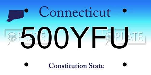500YFU Connecticut License Plate