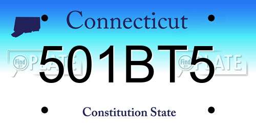 501BT5 Connecticut License Plate