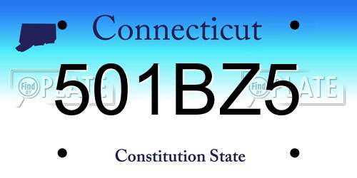 501BZ5 Connecticut License Plate