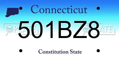 501BZ8 Connecticut License Plate
