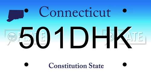501DHK Connecticut License Plate