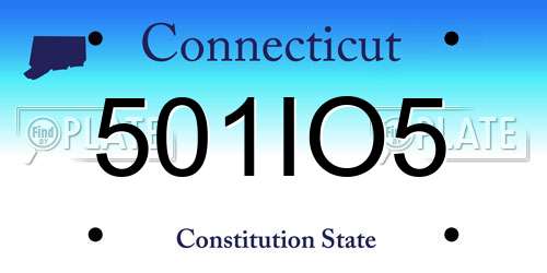 501IO5 Connecticut License Plate