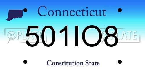 501IO8 Connecticut License Plate