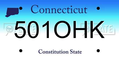 501OHK Connecticut License Plate