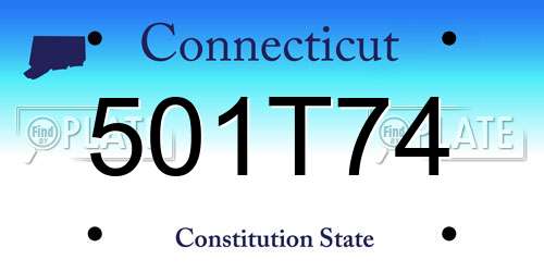 501T74 Connecticut License Plate