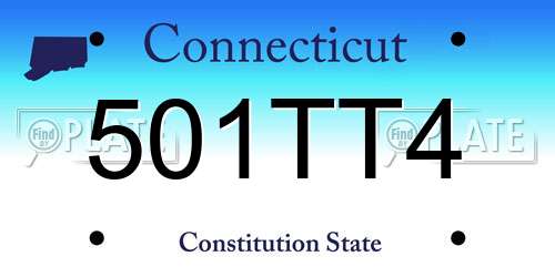 501TT4 Connecticut License Plate