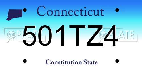 501TZ4 Connecticut License Plate