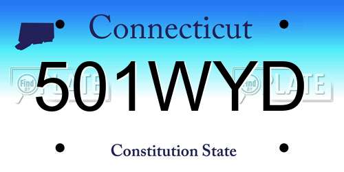 501WYD Connecticut License Plate