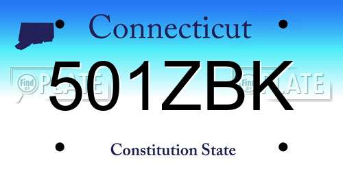 501ZBK Connecticut License Plate