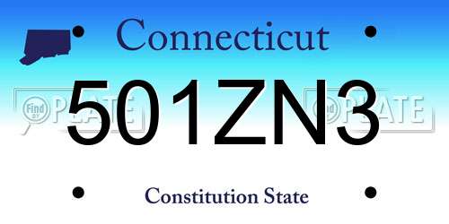 501ZN3 Connecticut License Plate