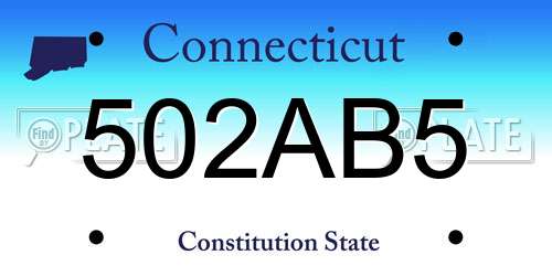 502AB5 Connecticut License Plate