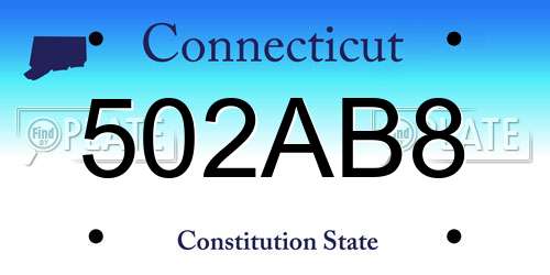 502AB8 Connecticut License Plate