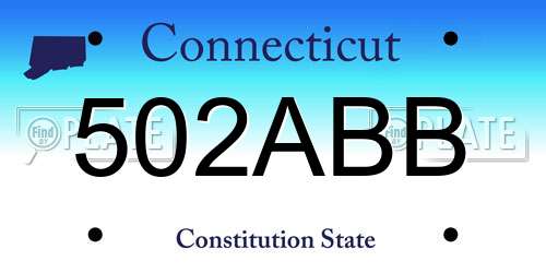 502ABB Connecticut License Plate