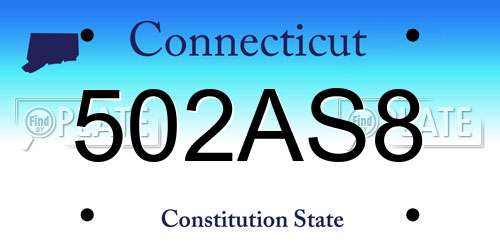 502AS8 Connecticut License Plate