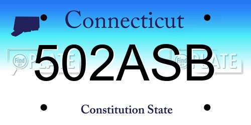502ASB Connecticut License Plate