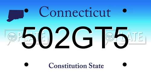 502GT5 Connecticut License Plate