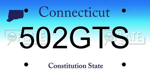 502GTS Connecticut License Plate