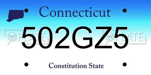 502GZ5 Connecticut License Plate