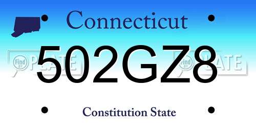 502GZ8 Connecticut License Plate