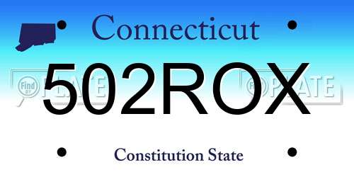 502ROX Connecticut License Plate