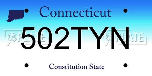 502TYN Connecticut License Plate