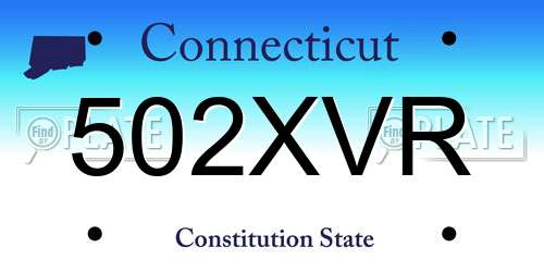 502XVR Connecticut License Plate