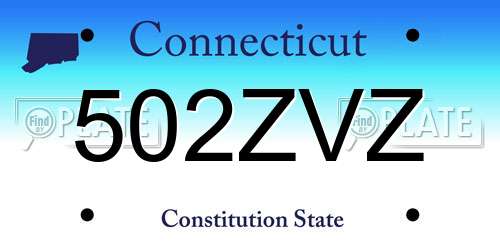 502ZVZ Connecticut License Plate