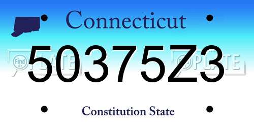 50375Z3 Connecticut License Plate