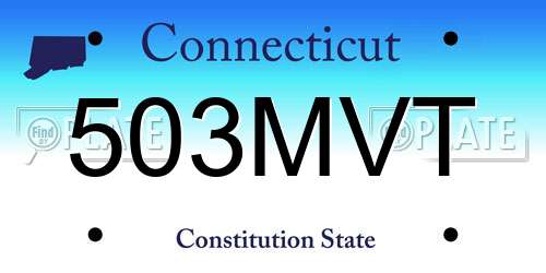 503MVT Connecticut License Plate