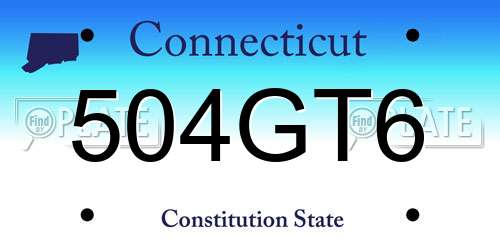 504GT6 Connecticut License Plate