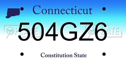 504GZ6 Connecticut License Plate