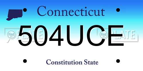 504UCE Connecticut License Plate