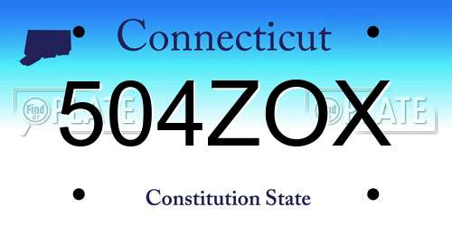 504ZOX Connecticut License Plate