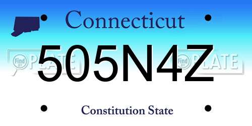 505N4Z Connecticut License Plate
